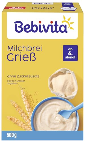 Bebivita Milchbrei Grieß (4x500g), ab 6. Monat, ohne Zuckerzusatz, gut sättigend von Bebivita