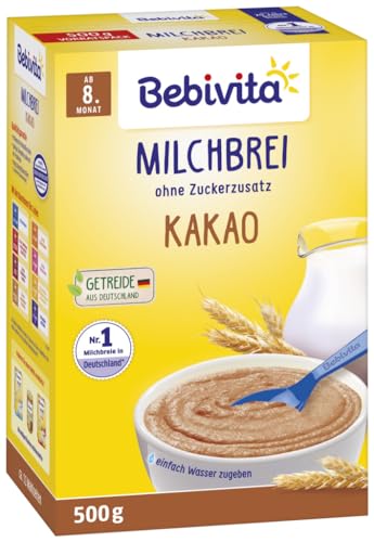 Bebivita Milchbreie ohne Zuckerzusatz-Großpackung, Milchbrei Kakao, 4er Pack (4 x 500 g) von Bebivita