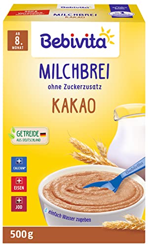 Bebivita Milchbreie ohne Zuckerzusatz Milchbrei Kakao (4x500g) von Bebivita