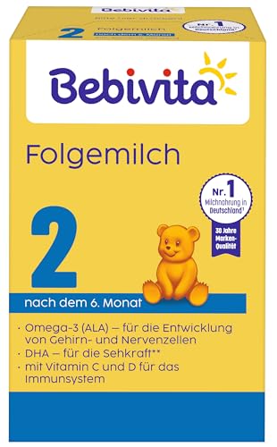 Bebivita 2 Folgemilch (4 x 500g), nach dem 6. Monat, mit Vitamin C und D, Omega-3 (DHA), altersgerecht sättigend von Bebivita