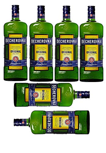 6 Flaschen a 1000ml Becherovka – Tschechischer Kräuterlikör mit 20 unterschiedlichen Kräutern von Becherovka