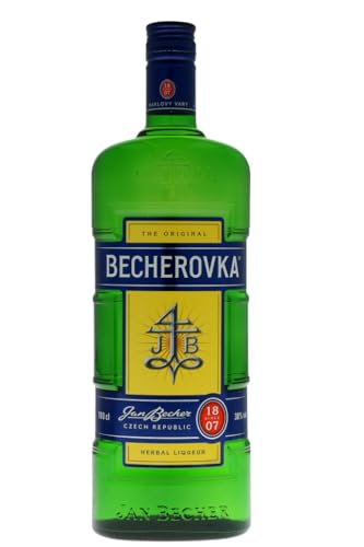 Becherovka Original – Tschechischer Kräuterlikör mit 20 unterschiedlichen Kräutern – Absacker mit einer leckeren, bittersüßen Note – 1 x 1 l von Becherovka