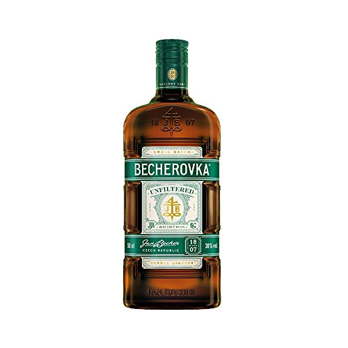 Becherovka Unfiltered Kräuterlikör 38% Hergestellt aus reinem Karlsbader Wasser, hochwertigem Alkohol und einer Mischung aus Kräutern und Gewürzen (1 x 0,5 Liter) von Becherovka