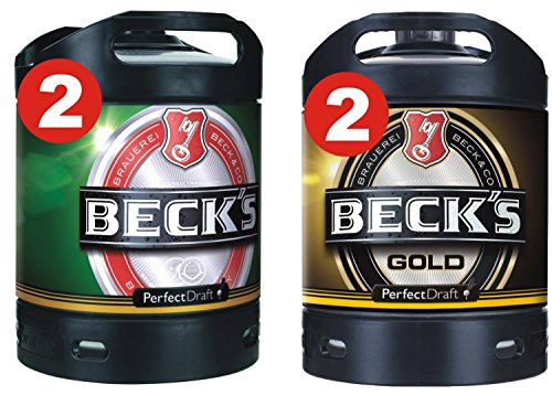 2 x Becks Pils + 2 x Becks Gold Perfect Draft 6 Liter Fass 4,9 % vol. MEHRWEG von Beck's