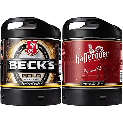 BECK'S Gold Helles Lager Bier Perfect Draft (1 x 6l) MEHRWEG Fassbier & Hasseröder Premium Pils Bier Perfect Draft (1 x 6l) MEHRWEG Fassbier von Beck's