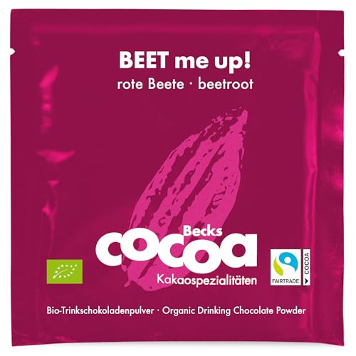 Becks cocoa™ Beet Me Up – Fairtrade Kakao – Veganes Bio Kakaopulver mit Rote Beete Extrakt für eine aromatische Trinkschokolade – Ideal für Heiße Schokolade, 25g Sachet von Becks Cocoa