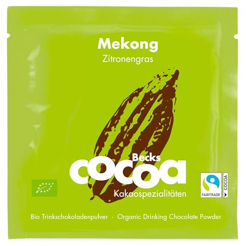 Becks cocoa Mekong Lemongrass – Premium Bio Kakao – Trinkschokolade mit Zitronengras und Chili – Vegan & Fairtrade – Perfekt als Heiße Schokolade, 25 g Sachet von Becks Cocoa
