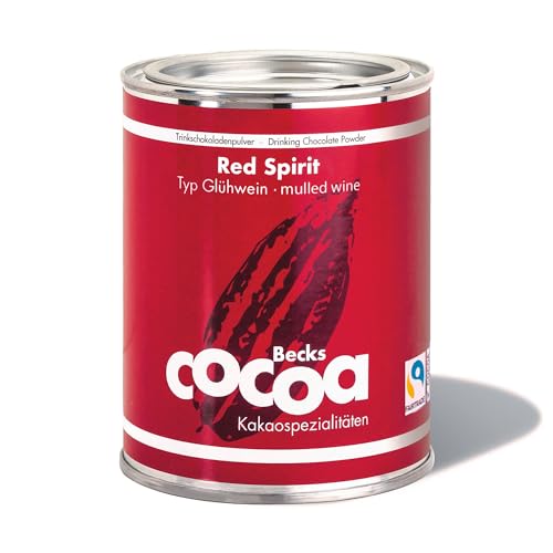 Becks cocoa™ Red Spirit Glühkakao – Winterliche Trinkschokolade mit Zimt, Orange & Kardamom – Fairtrade Kakaopulver – Ideal für Heiße Schokolade, 250 g von Becks Cocoa