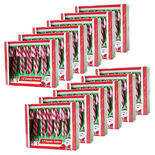 12 x 12 Zuckerstangen - "Candy Canes" - Erdbeergeschmack, rot weiß - 144 Stück, je 12 g von Becky´s