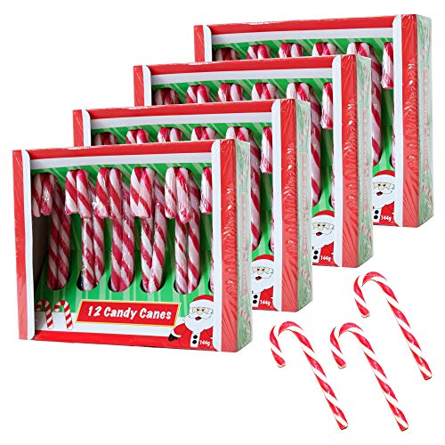 4 x 12 Zuckerstangen - "Candy Canes" - Erdbeergeschmack, rot weiß - 48 Stück, je 12 g von Becky´s