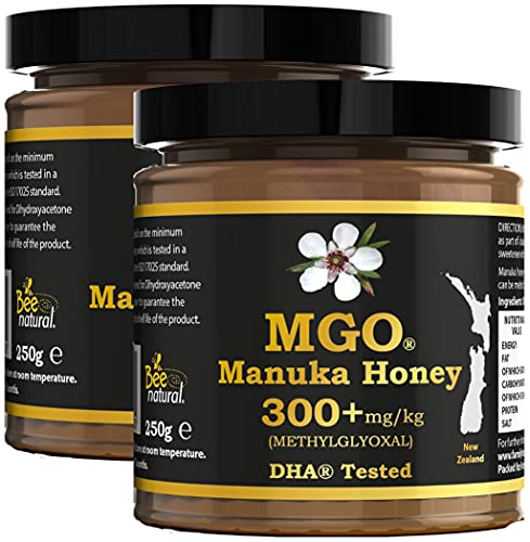 Manuka Honig BEE NATURAL MGO® 300+ 500gr (= 2 x 250gr) / ECHTGLAS GLAS/Lieferung DE: 2-5 ARBEITSTAGEN/ManukaHonig MGO 400 ≥ UMF 12, 550 ≥ 15, 600 ≥ 16, 700 ≥ 18, 800 ≥ 19, 850 ≥ 20 von Bee Natural