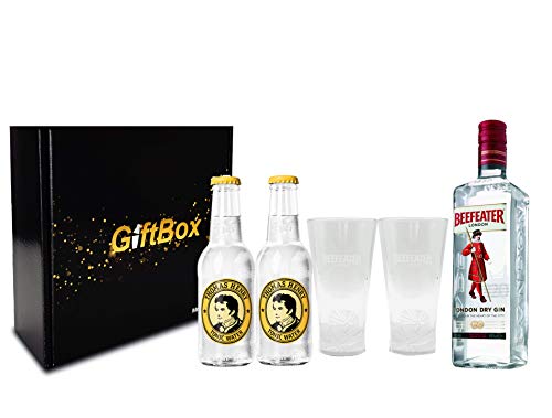 Beefeater Gin Tonic Set/Geschenkset - Beefeater London Dry Gin 0,7l 700ml (47% Vol.) + 2x Thomas Henry Tonic Water 200ml + 2x Beefeater Gläser - Inkl. Pfand MEHRWEG von Thomas Henry-Thomas Henry