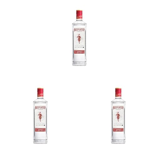 Beefeater London Dry Gin – Edler und hochwertiger Premium-Wacholderschnaps, nach London Dry Gin-Art hergestellt – 1 x 1 L – 40% Vol. (Packung mit 3) von Beefeater