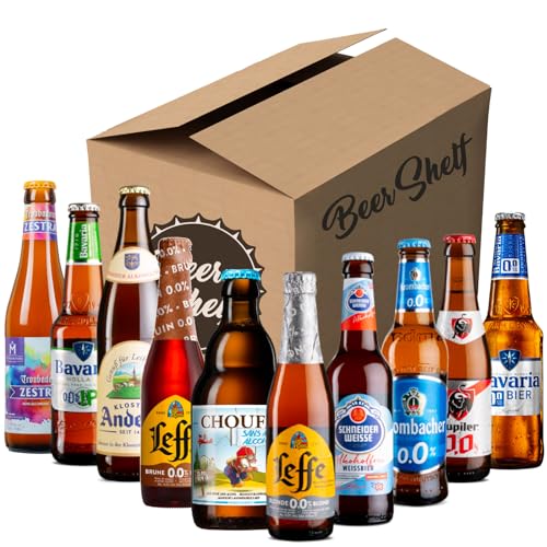 Beer Shelf - Bierkollektion | Alkoholfreies Bierpaket (Packung mit 10 Sorten) – Bier 0,0 – Importiertes Bier – Probierbierpaket – Alkoholfreies Erlebnis von Beer Shelf