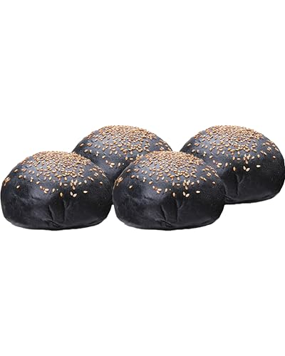 Burger Brötchen - Schwarze Brötchen, 4er Pack - Ideal für Frühstück, Picknick, Party & Grillen - Handgefertigtes Gebäck von Bekarei von Bekarei