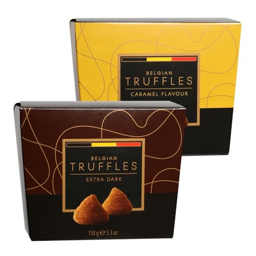 Belgotruff - belgische Schokoladentrüffel | Schokotrüffel Pralinen | Vorteilspaket Dark Chocolate & Karamell - 2x 150g von Belgian Truffles