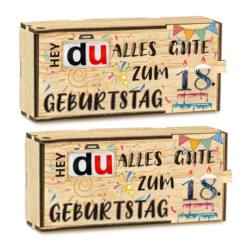 18 Geburtstag Schokoriegel Geschenkbox für Duplo, 2er Set Holz Geschenkbox für Schokoladenriegel Schokolade Aufbewahrungsbox, Geburtstagsgeschenk, Schokoladenbox von Belillpipi