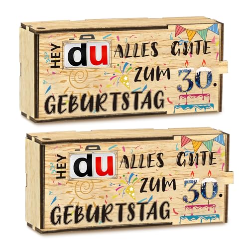 30 Geburtstag Schokoriegel Geschenkbox für Duplo, 2er Set Holz Geschenkbox für Schokoladenriegel Schokolade Aufbewahrungsbox, Geburtstagsgeschenk, Schokoladenbox von Belillpipi