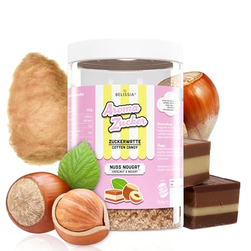 Belissia Aromazucker | 250g Zuckerwatte Zucker mit Nuss Nougat Geschmack | Intensiver Aromazucker für jede Zuckerwattemaschine | Geeignet für Dessert, Popcorn, Kratzeis, Slush, Cocktails uvm. Belissia Aromazucker | 250g Zuckerwatte Zucker mit Nuss Nougat Geschmack | Intensiver Aromazucker für jede Zuckerwattemaschine | Geeignet für Dessert, Popcorn, Kratzeis, Slush, Cocktails uvm. von Belissia
