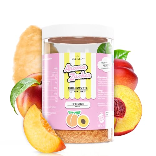 Belissia Aromazucker | 250g Zuckerwatte Zucker mit Pfirsich Geschmack | Intensiver Aromazucker für jede Zuckerwattemaschine | Geeignet für Dessert, Popcorn, Kratzeis, Slush, Cocktails uvm. Belissia Aromazucker | 250g Zuckerwatte Zucker mit Pfirsich Geschmack | Intensiver Aromazucker für jede Zuckerwattemaschine | Geeignet für Dessert, Popcorn, Kratzeis, Slush, Cocktails uvm. von Belissia