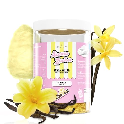 Belissia Aromazucker | 250g Zuckerwatte Zucker mit Vanille Geschmack | Intensiver Aromazucker für jede Zuckerwattemaschine | Geeignet für Dessert, Popcorn, Kratzeis, Slush, Cocktails uvm. Belissia Aromazucker | 250g Zuckerwatte Zucker mit Vanille Geschmack | Intensiver Aromazucker für jede Zuckerwattemaschine | Geeignet für Dessert, Popcorn, Kratzeis, Slush, Cocktails uvm. von Belissia