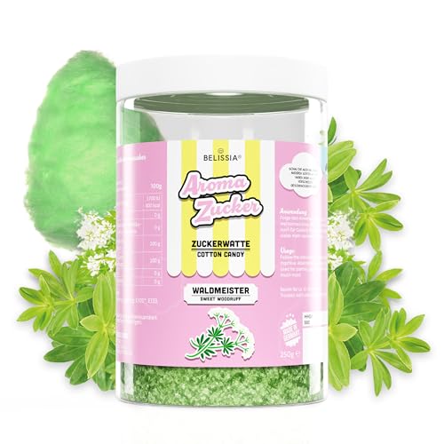 Belissia Aromazucker | 250g Zuckerwatte Zucker mit Waldmeister Geschmack | Intensiver Aromazucker für jede Zuckerwattemaschine | Geeignet für Dessert, Popcorn, Kratzeis, Slush, Cocktails uvm. Belissia Aromazucker | 250g Zuckerwatte Zucker mit Waldmeister Geschmack | Intensiver Aromazucker für jede Zuckerwattemaschine | Geeignet für Dessert, Popcorn, Kratzeis, Slush, Cocktails uvm. von Belissia