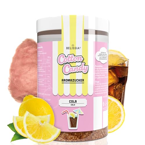 Belissia Candy Cotton Zuckerwatte-Zucker | Cola 250 Gramm | Premium Aromatisierte und Farbige Zuckerwatte-Mischung | Made in Germany von Belissia