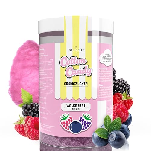 Belissia Candy Cotton Zuckerwatte-Zucker | Waldbeere 250 Gramm | Premium Aromatisierte und Farbige Zuckerwatte-Mischung | Made in Germany von Belissia