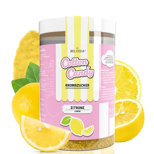 Belissia Candy Cotton Zuckerwatte-Zucker | Zitrone 250 Gramm | Premium Aromatisierte und Farbige Zuckerwatte-Mischung | Made in Germany von Belissia
