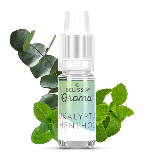 Belissia Lebensmittelaroma - Eukalyptus-Menthol - Hochdosiertes Lebensmittel Aroma 10ml. Zur Verwendung in Lebensmitteln & Getränken für Vernebler, Nebelmaschinen, Diffuser uvm. von Belissia