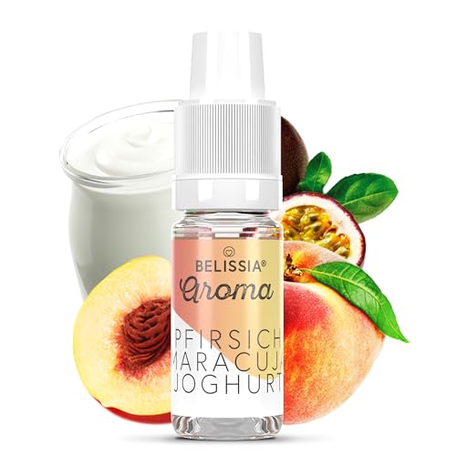 Belissia Lebensmittelaroma - Pfirsich-Maracuja-Joghurt - Hochdosiertes Lebensmittel Aroma 10ml. Zur Verwendung in Lebensmitteln & Getränken für Vernebler, Nebelmaschinen, Diffuser uvm. von Belissia