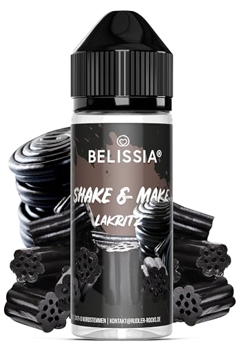 Belissia Shake and Make - Lakritz - Hochdosiertes Lebensmittel Aroma 10ml mit praktischer Schüttelflasche zum mischen. Zur Verwendung in Lebensmitteln, für Vernebler, Nebelmaschinen, Diffuser uvm. von Belissia