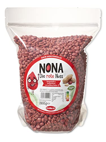 NONA Die rote Nuss - 2800g - geröstete dragierte Erdnüsse mit rotem Zuckerüberzug - Partysnack - Süße Nüsse - Die roten Erdnüsse - Deutsche Produktion von Bella-B 1a Süsswaren wie zu Oma's Zeiten