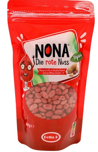 NONA Die rote Nuss - 400g geröstete dragierte Erdnüsse mit rotem Zuckerüberzug - Partysnack - Süße Nüsse - Die roten Erdnüsse - Einzigartiger Geschmack - Deutsche Produktion… von Bella-B 1a Süsswaren wie zu Oma's Zeiten