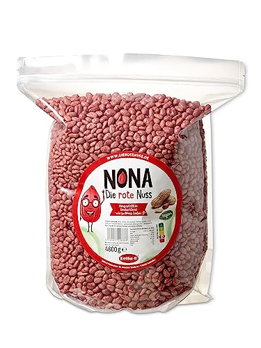 NONA Die rote Nuss - 4600g Beutel - geröstete dragierte Erdnüsse mit rotem Zuckerüberzug - Partysnack - Süße Nüsse - Die roten Erdnüsse - Einzigartiger Geschmack - Deutsche Produktion von Bella-B 1a Süsswaren wie zu Oma's Zeiten