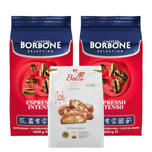 Caffè Borbone Kaffee Espresso Bohnen Set 2Kg Intenso Espresso Selection + Belli Cantuccini Mandelgebäck 250g | Ganze Kaffeebohnen mittlere Röstung Caffè Borbone Kaffee Espresso Bohnen Set 2Kg Intenso Espresso Selection + Belli Cantuccini Mandelgebäck 250g | Ganze Kaffeebohnen mittlere Röstung von Belli