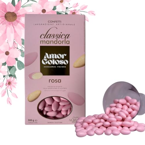 Amor Goloso Hochzeit, Tauf, Kommuniosmandeln, Bomboniere italiane, in verschieden Farben weiß,rosa, blau verschiedene Geschmäcker zum verschenken an ihre Gäste 500g Packung für 18 Gäste (1x, Rosa) Amor Goloso Hochzeit, Tauf, Kommuniosmandeln, Bomboniere italiane, in verschieden Farben weiß,rosa, blau verschiedene Geschmäcker zum verschenken an ihre Gäste 500g Packung für 18 Gäste (1x, Rosa) von Bellmond Eq