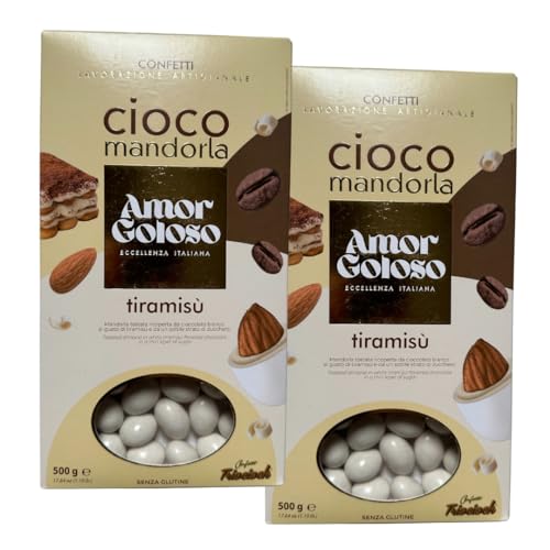 Amor Goloso Hochzeit, Tauf, Kommuniosmandeln, Bomboniere italiane, in verschieden Farben weiß,rosa, blau verschiedene Geschmäcker zum verschenken an ihre Gäste 500g Packung für 18 Gäste (2x, Tiramisu) Amor Goloso Hochzeit, Tauf, Kommuniosmandeln, Bomboniere italiane, in verschieden Farben weiß,rosa, blau verschiedene Geschmäcker zum verschenken an ihre Gäste 500g Packung für 18 Gäste (2x, Tiramisu) von Bellmond Eq