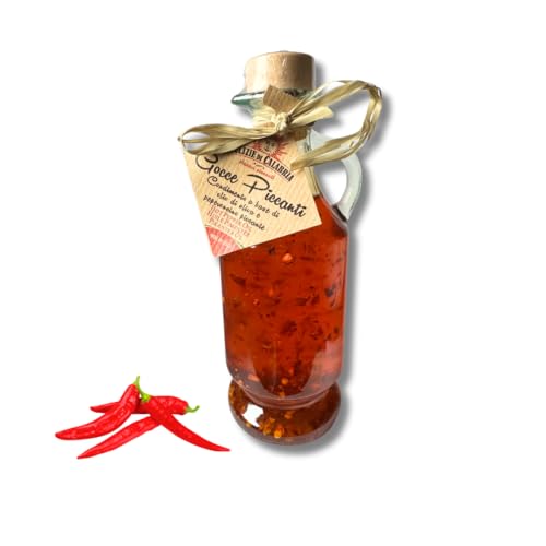 Gocce Piccanti | Italienisches Chiliöl | 250 ml | 97% kaltgepresstes Olivenöl | Mittlere Schärfe | Rustikale Glasflasche mit Gießfunktion | Perfekt zum Verschenken Gocce Piccanti | Italienisches Chiliöl | 250 ml | 97% kaltgepresstes Olivenöl | Mittlere Schärfe | Rustikale Glasflasche mit Gießfunktion | Perfekt zum Verschenken von Bellmond Eq