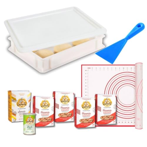 Pizzaback-Set | Premium Pizzamehl 000 | Semola | Trockenhefe | Pizzaballenbox mit Deckel | Silikonmatte | Pizzaspachtel für authentischen italienischen Pizzateig Ideal für Hobbybäcker & Pizzaliebhaber Pizzaback-Set | Premium Pizzamehl 000 | Semola | Trockenhefe | Pizzaballenbox mit Deckel | Silikonmatte | Pizzaspachtel für authentischen italienischen Pizzateig Ideal für Hobbybäcker & Pizzaliebhaber von Bellmond Eq