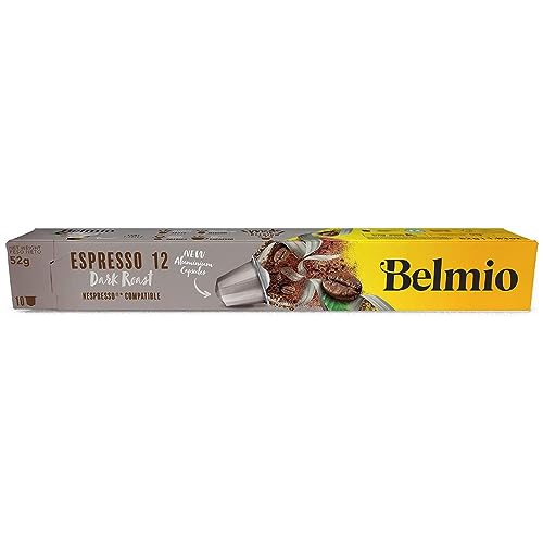 Belmio Hülse Neue ID2 Espresso 12 Aluminium Kaffeekapsel Kompatibel mit Nespresso-Maschinen, Extra Dunkler Braten, 10 Kapseln von Belmio