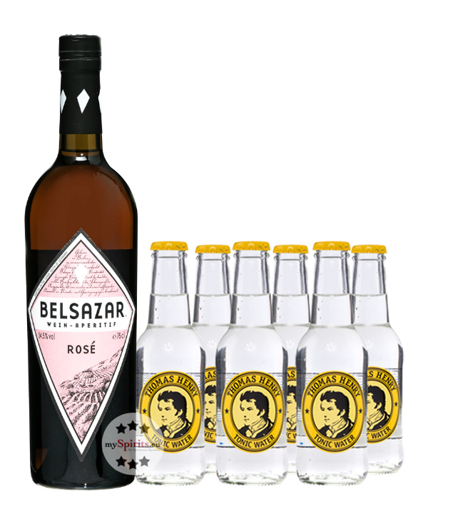 Belsazar Rosé Tonic Set + 6 x Thomas Henry Tonic Water (14,5 % Vol., 1,95 Liter) von Belsazar