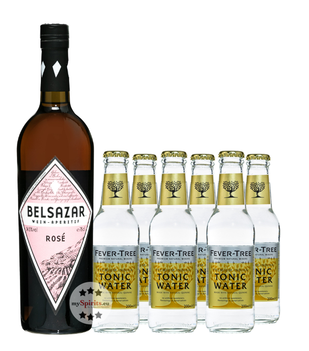 Belsazar Rosé Vermouth + 6 x Fever Tree Indian Tonic Water (14,5 % Vol., 1,95 Liter) von Belsazar