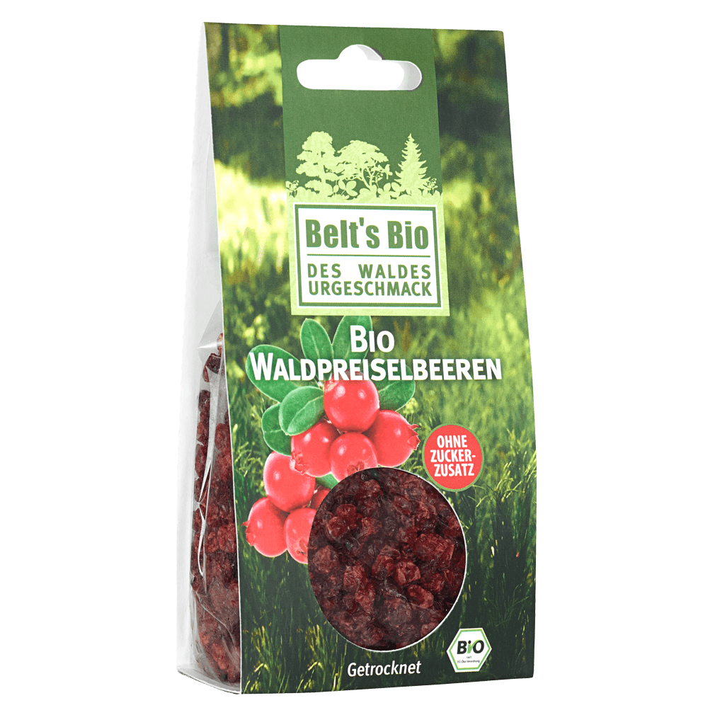 Bio Waldpreiselbeeren, getrocknet von Belt's Bioprodukte