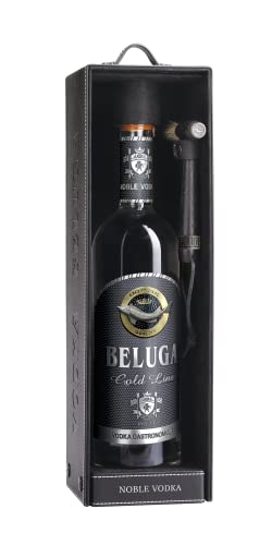 Beluga Gold Line Vodka 1 KARTON: 6 Flaschen je 0,7 Liter im Lederbehälter 40% Alk., Premium Wodka aus Sibirien, reiner und weicher Geschmack von Beluga
