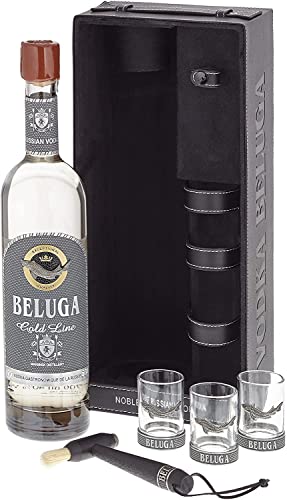 Beluga Gold Line Vodka 0,7 Liter Flasche mit 3 Gläser 40% Alk., Premium Wodka aus Sibirien, reiner und weicher Geschmack von Beluga