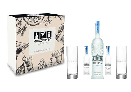 Belvedere Geschenkset - Belvedere Vodka 0,7l 700ml (40% Vol) + 2x Minis je 50ml (40% Vol) + 2x Gläser von BELVEDERE
