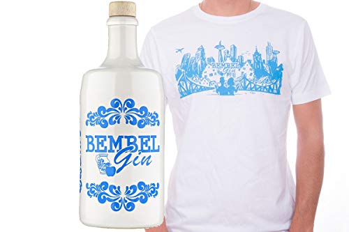 Bembel Gin - Hessischer Apfel Gin + T-Shirt Geschenkpaket mit Frankfurter Skyline Motiv (0,7l) (Men S) von Bembel Gin