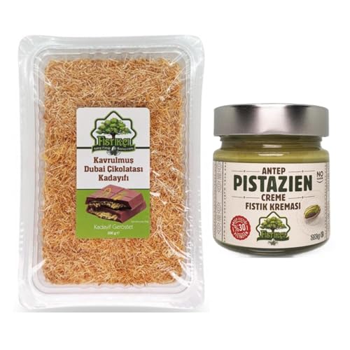 Dubai Schokolade Set: Geröstete Kadayif (200g) & Pistaziencreme (200g) | Teigfäden | Engelshaar | Einfache Zubereitung | Baklava | Fistikci + Ben's Garden Notizblock von Ben's Garden