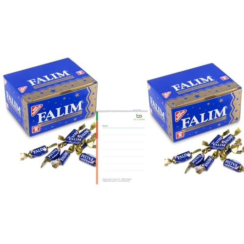 Falim Damla Sakizi Kaugummi 2er Pack Set – Zuckerfrei, Mastix Geschmack – Insgesamt 200 Stück (2 x 100) – ohne Zucker, Vorteilspack + Ben's Garden Notizblock von Ben's Garden